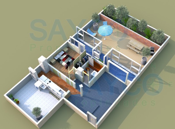 Venta 2 ambientes 117m2 Patios, con cochera fija y cubierta.