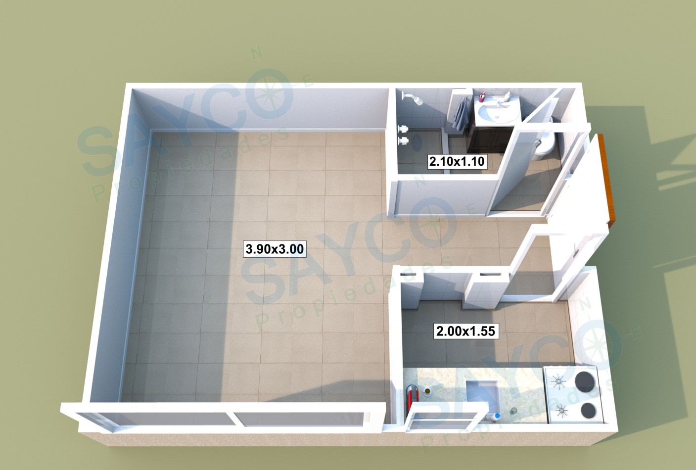 Vendo 1 ambiente con vista abierta.