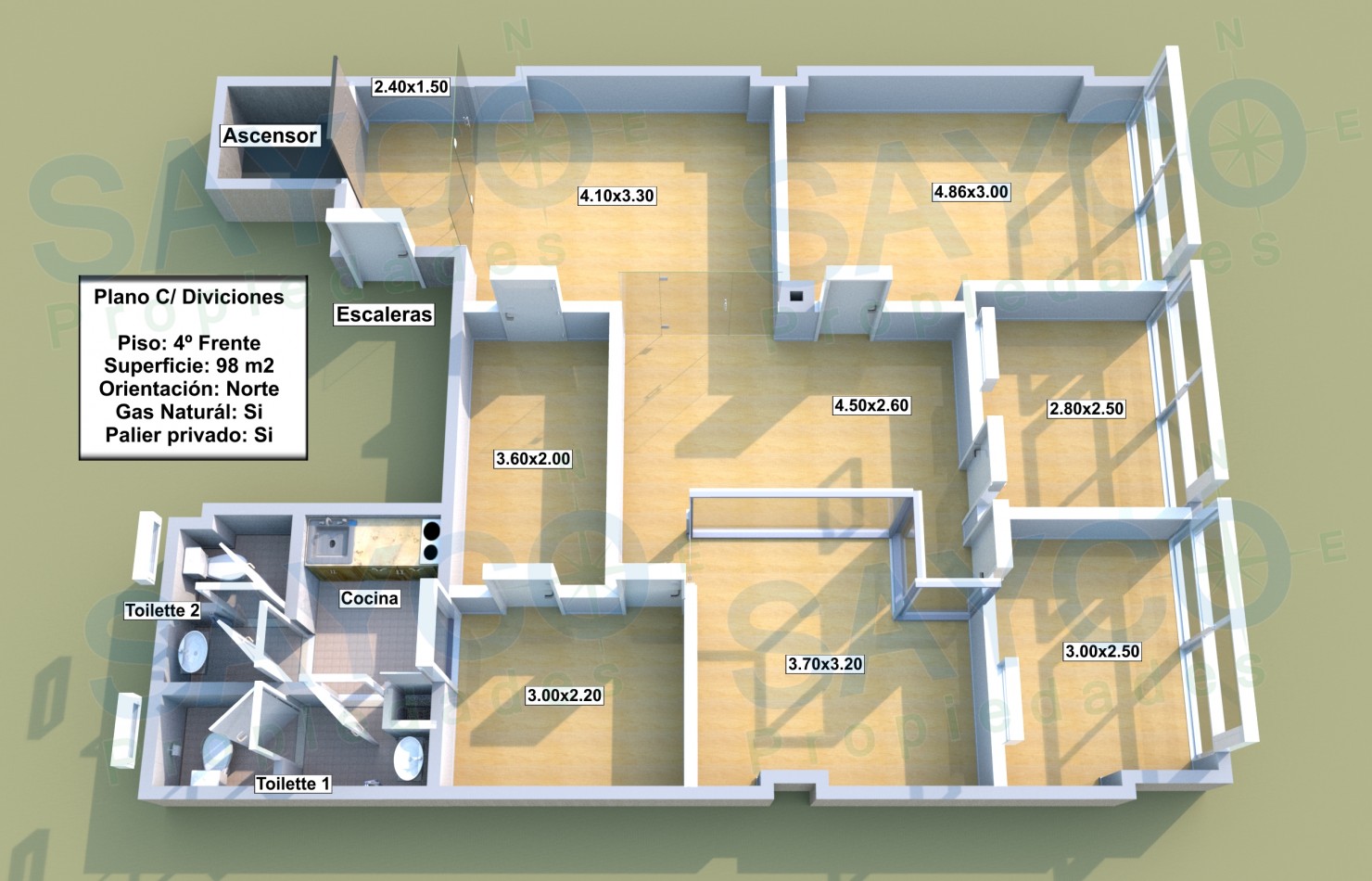 Retiro - Piso Oficina Al Frente Sup 98 m²