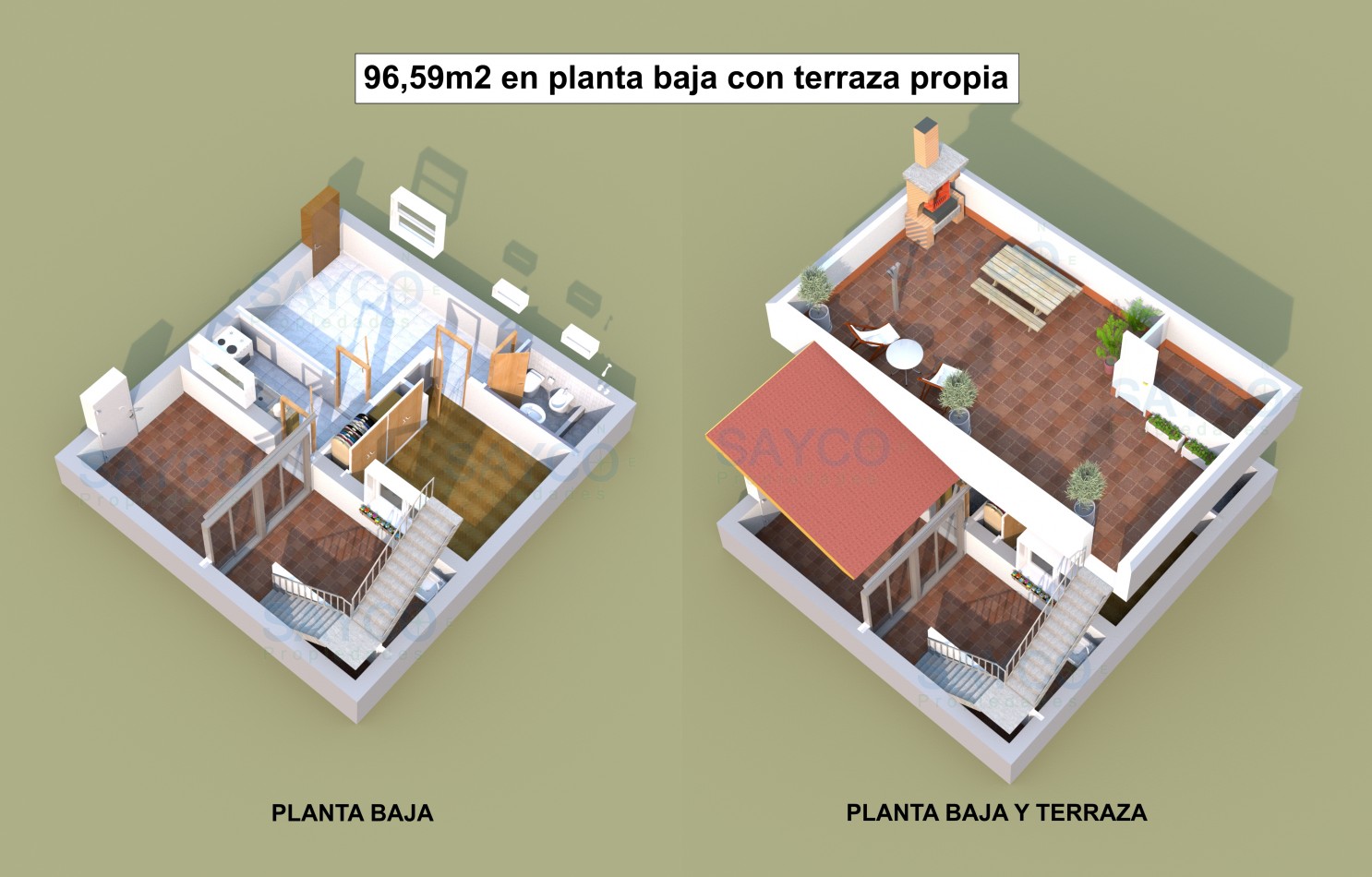 PH 96m2 con patio y terraza propios.