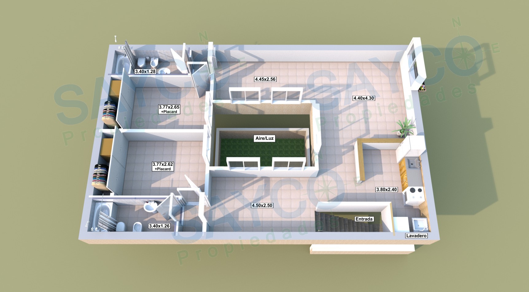 PH 3 Amb 2 Baños Completos 96,00 m² 1er Piso. Terraza en comun.