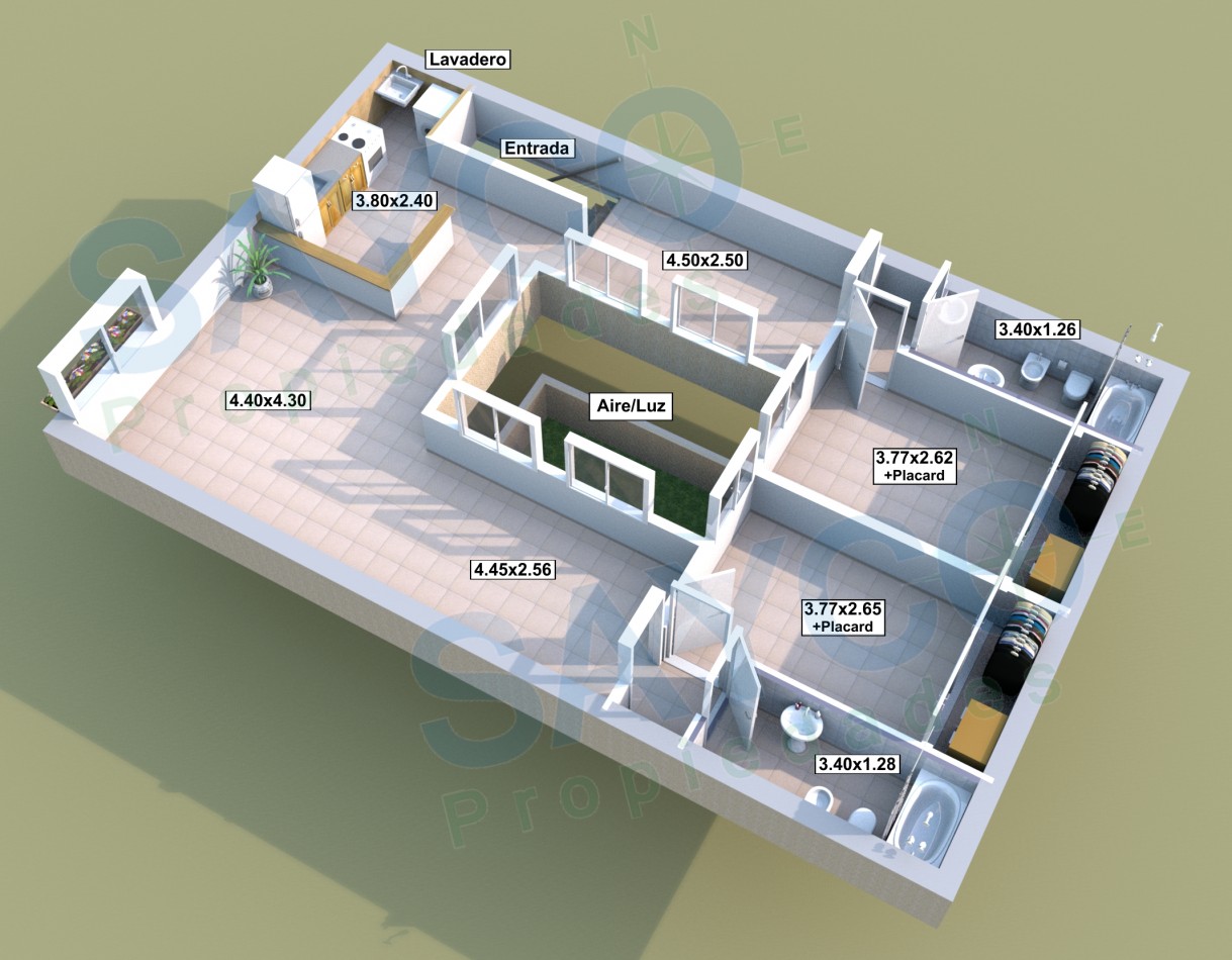 PH 3 Amb 2 Baños Completos 96,00 m² 1er Piso. Terraza en comun.