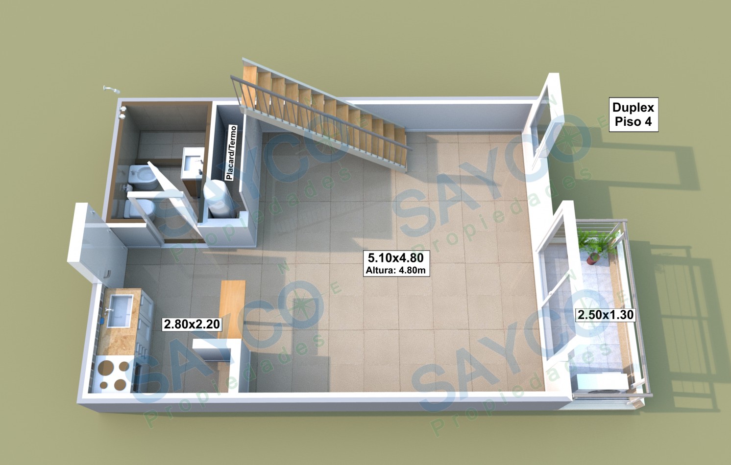 Alquilo Duplex de 2 Ambientes c/2 baños y balcon