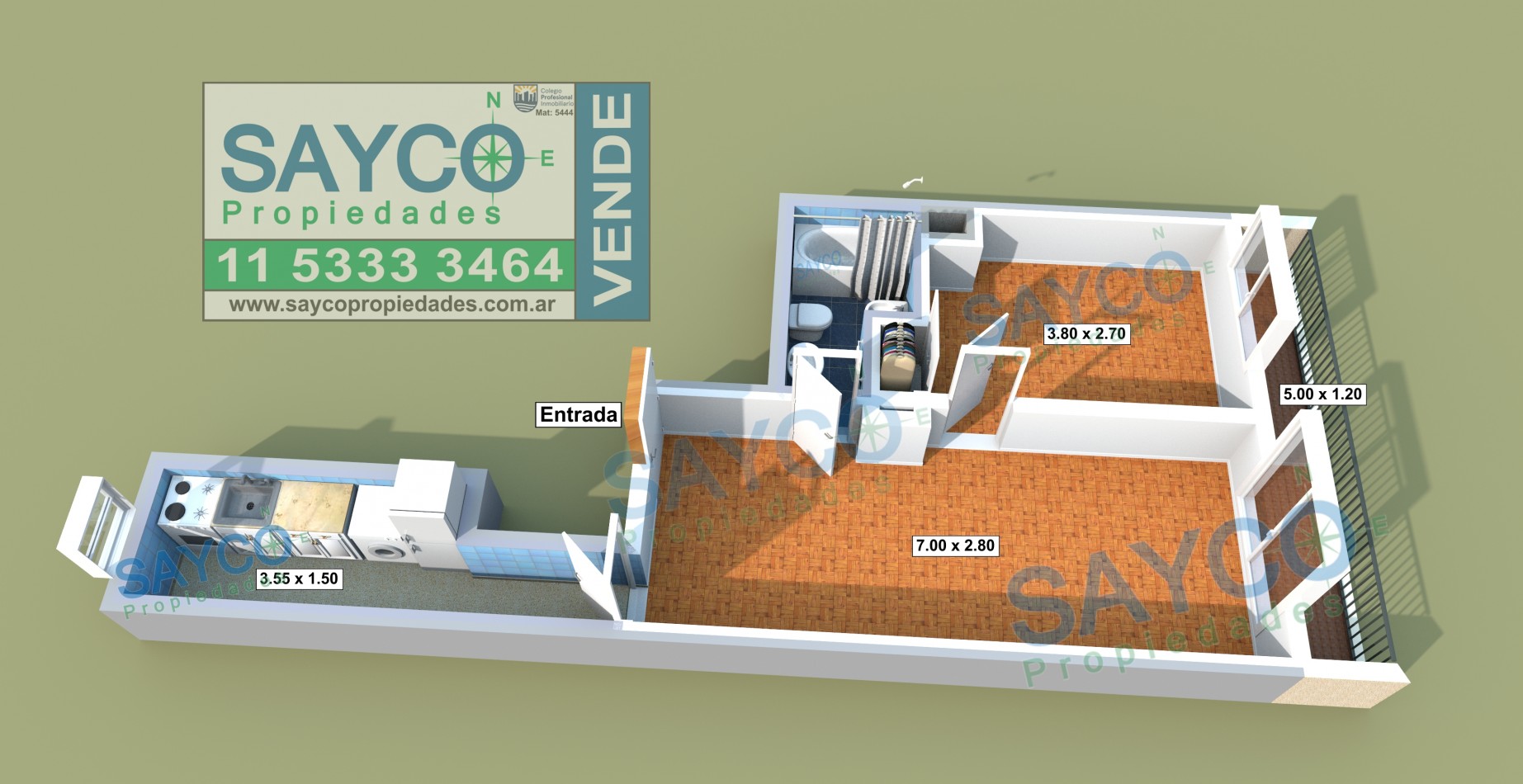 2 amb c/ balcon APTO PROFESIONAL