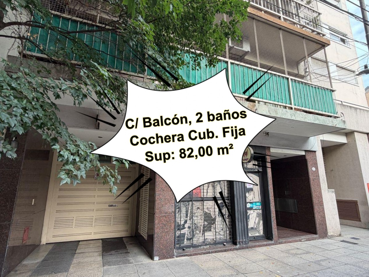 3 Ambientes + Cochera + Balcon + 2 Baños + Sup: 82,00 m²
